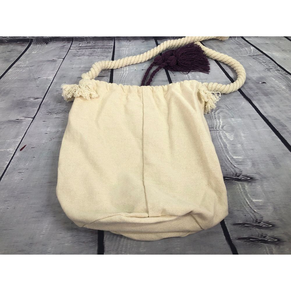 handmade embroidered jute‎ sachel cross body shoulder bag floral - Picture 3 of 5